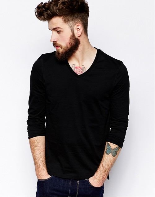 Long Sleeve T-Shirt With V Neck 