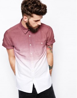 Shirt In Short Sleeve With Dip Dye